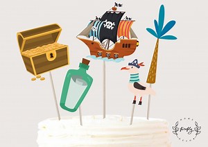 Pirate Cake Topper Boys Centerpieces Birthday Cake Topper Table Party Decorations - Printable Digital Art INSTANT DOWNLOAD - Etsy