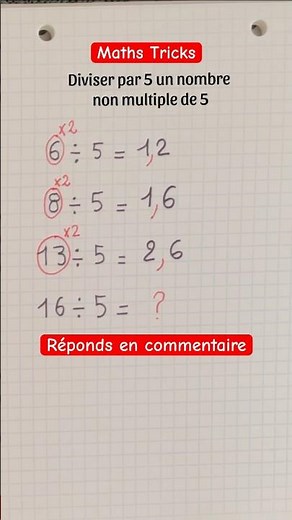 Astuce Maths: comment diviser par 5 un nombre non multiple de 5#math #mathstricks #viral