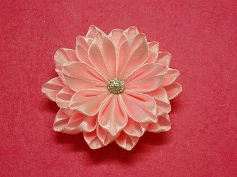 DIY Kanzashi flower,ribbon flower tutorial,how to,easy I REUPLOAD