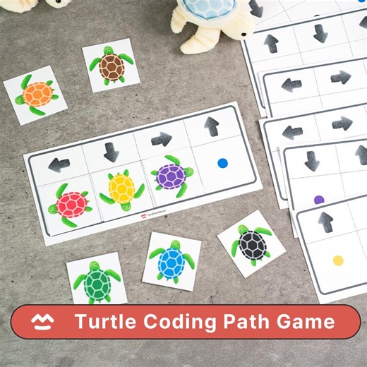 Turtle Coding Path Game - Printable PDF, Preschool Activity, Direction Matching, Early STEM Learning, Homeschool - Etsy