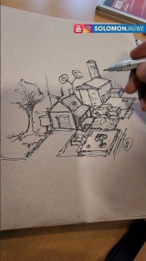 SOLO Sketches | How to Draw a Concept Environment using Pen & Ink | Time-lapse #shorts