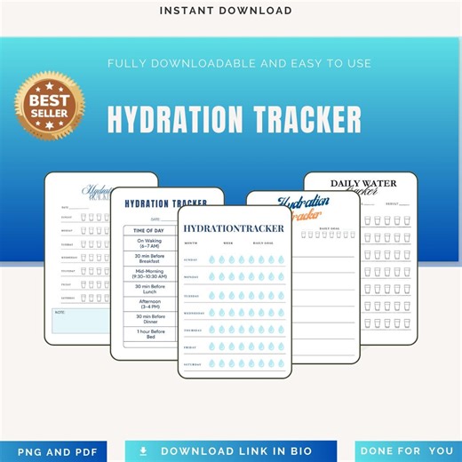Hydration Tracker PNG PDF Daily Water Intake Log Wellness Health Planner Aesthetic Liquid Goals Drinking Habit Minimalist Vitality Tracker - Etsy