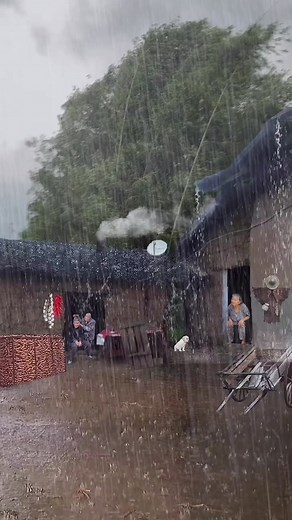 Captivating Rural Scene During Heavy Rainstorm