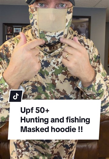 Great for hunting or fishing! From Bassdash, this is lightweight and breathable hoodie camo with built in mask and hood. Great for those days on the lake or early gun seasons for deer and turkey. UPF 50 protection makes these ideal for skin protection too! Makes a great birthday gift! #tiktokshopcreatorpicks #hoodie #hunting #fishing #upf