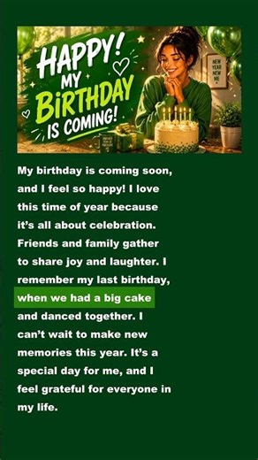 Happy, my birthday is coming #englishconversation