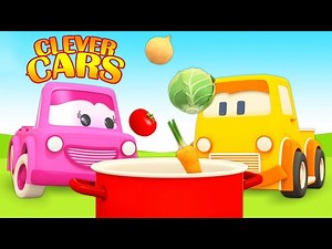 Clever cars Learn vegetables names - Nursery rhymes & kids' songs. - Videos For Kids
