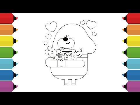 Coloring Hey Duggee and the Squirrels Coloring Page | Duggee Norrie Betty Happy Roly Tag