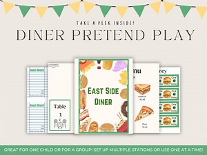 Jeu dramatique de simulation de restaurant à imprimer | Activité d'apprentissage sans écran pour le préscolaire, la maternelle, la salle de classe et l'école à la maison - Etsy France