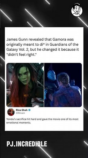 James Gunn revealed that Gamora was originally meant to di* in Guardians of the Galaxy Vol. 2, but