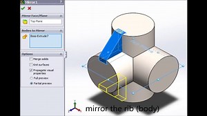Tutorial: How to create a Tee with Ribs in SolidWorks 2013,, HD