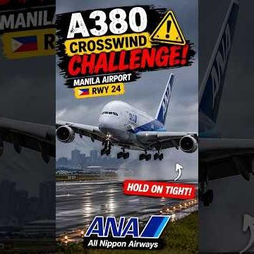 ANA A380 INSANE Crosswind Landing at Manila Airport RWY 24! 😱✈️ #shorts