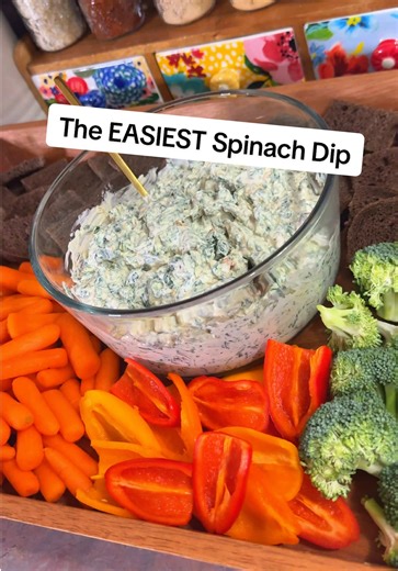 Needing an easy Super Bowl appetizer?! Try this spinach dip! 16oz Sour Cream 1 Cup Mayo Knorr Vegetable Mix 1 Bag of Spinach, Thawed & Drained Mix then chill in fridge atleast 2 hours, preferably overnight. #spinachdip #partyfood #SuperBowl #appetizers