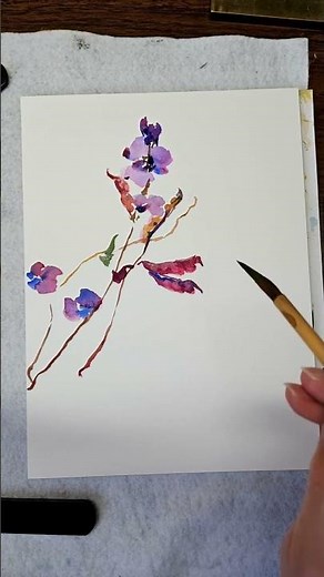 Lablab Bean Flowers Watercolor Painting by Henry Li