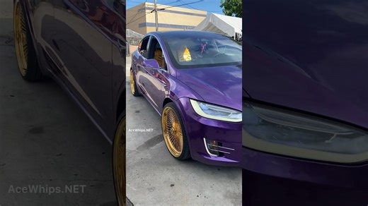 Kodak Black’s Candy Purple Telsa Model X on Gold 24’s Daytona
