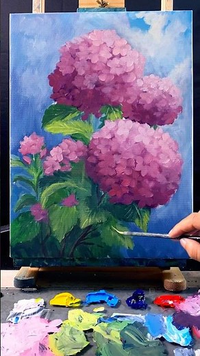 How to Draw a Beautiful Hydrangea | Acrylic Painting for Beginners #huyhoihoaart #acrylicpainting