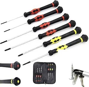 Precision Screwdriver Set (Set of 6) - Magnetic Flathead and Philips With Separate Colors Handle - Professional Repair Tool Kit For Electronics, iPhone, SmartPhone, PC, Jewelry, Watch, Eyeglass