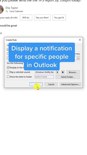 30K views · 149 reactions | Fire a notification for specific people in Outlook  #techtips #email #techtok #learnontiktok #outlooktips #gtd #outlook #officetips #Officetips | Mike Tholfsem | Facebook