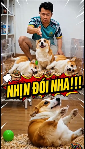 Boss Corgi puts on a fake act to win food and the consequences 🐶🤣 | Recreating life #Shorts