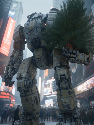Steel Year 2026 Celebration 2026 Activated.Watch giant mechs welcome the New Year. From carrying massive trees to the final fireworks display over the megacity. The countdown has begun. The giants are with us tonight. If a combat titan brought you a gift for 2026, would you open it? #newyear2026 #mech #cgi #vfx #future #robot#robots #pacificrim #transformers