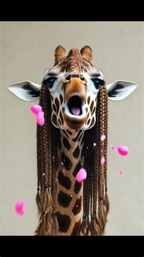 Giraffe chewing bubble gum