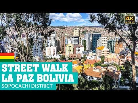 LA PAZ Bolivia | Sopocachi District | 4K Street Walking Tour NON-STOP
