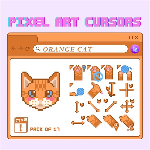 Orange Cat Animated Cursors - Full Aesthetic Pack of All 17 States - Etsy Canada