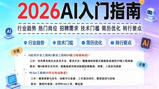 【2026年就业】在校学生如何做就业准备？绝对是B站最具指导性AI入门指南！全面拆解热门岗位 行业趋势 简历优化，零基础转行就业直接冲！计算机视觉/人工智能