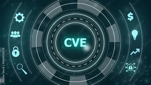 Cybersecurity concept CVE common vulnerabilities and exposures infographic with icons and with gears