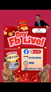 📣 Sakura Spa - Spa Keluarga 24 Jam Terbesar di Malaysia🎥 Rasai pengalaman immersif gaya hidup spa 24 jam yang baharu, membolehkan anda menikmati ketenangan dan keselesaan mewah! Sama ada bersama keluarga atau rakan-rakan, ini adalah tempat perlindungan ideal anda!👩‍💼 Tetamu istimewa, hos Ara, Ira Dan AJ akan membawa anda menjelajahi perkhidmatan unik Sakura Spa, mendedahkan daya tarikan dan kemewahan eksklusif pusat spa ini!📅 Tarikh Siaran Langsung: 27 Januari 2025 (Isnin)🕢 Masa: 5:00 Peta