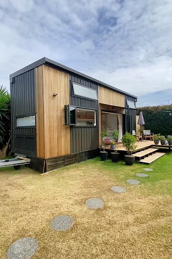 2.8M views · 36K reactions | Could you live in this 30' x 10' tiny house on wheels? Inside, this tiny home features 2 standing-height bedrooms, a spacious kitchen and living area, and a full bathroom with a tile shower and a washer/dryer! Built by Shaye's Tiny Homes for $129k in New Zealand—reach out to their team for updated pricing! #tinyhouse #tinyhome #RV | Dream Big Live Tiny Co. | Facebook