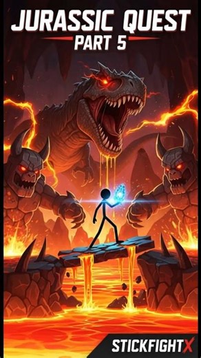 Stickman vs Dinosaur Boss part 5🦖 Allies Awaken in Lava Showdown! | StickFightX #Shorts