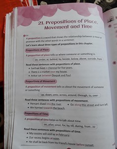 Prepositions of Place, Movement and TimeA preposition is a wo... | Filo