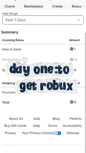 day one to get pending robux my pending robux is 54 and I wish that you give me some robux