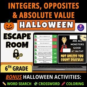 Integers Halloween Math Activities 6th Grade Halloween Digital Math Escape Room