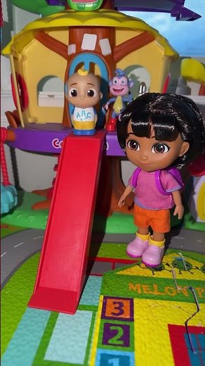 Slides in treehouse of cocomelon with dora #shortsviral #fun