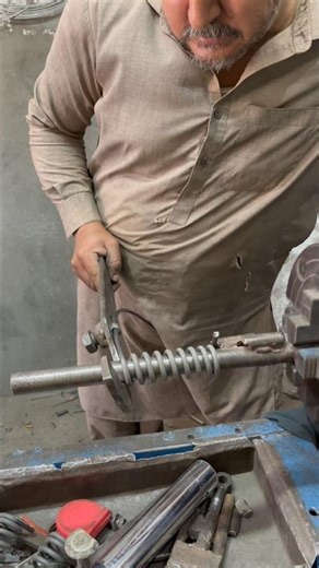 Heavy Duty Spring Making on Vintage Old Lathe Machine | Iron Wire Spring DIY #shortsvideo