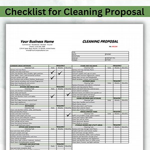 Editable Professional Cleaning Checklist Proposal for Businesses - Client Contract Template - Etsy