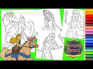 Coloring Princess Aurora & Castle - Sleeping Beauty Coloring Pages for kids