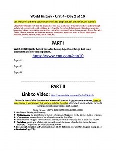 World History - Unit 4 - Revolutions - Day 2 of 10 - Video and Daily Assignment