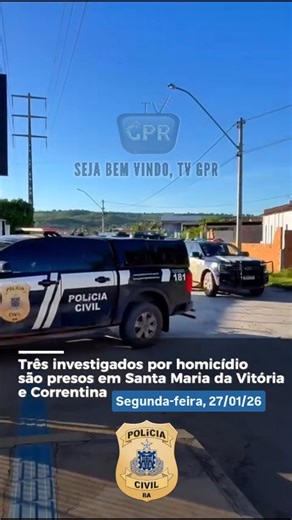 Tv GPR on Instagram: "Três homens, com idades de 21, 49 e 76 anos, foram presos durante ações realizadas pela Polícia Civil da Bahia, na manhã desta terça-feira (27), nos municípios de Santa Maria da Vitória e Correntina, no oeste baiano. Os suspeitos são apontados como participantes do homicídio de Miguel Silva de Oliveira, de 61 anos, vítima de disparos de arma de fogo, na localidade de Corredeira, zona rural de Correntina, no dia 28 de agosto de 2025. Segundo informações do Serviço de Investi