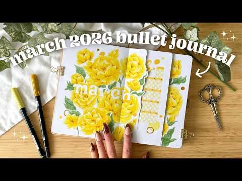march 2026 bullet journal plan with me 🌼 bullet journal inspiration for creatives + art tutorial
