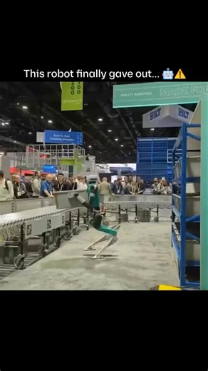 Technology on Instagram: "This wasn’t just a failure — it was a test. Follow if you want to see where technology is really headed. This robot worked for nearly 20 hours straight during a warehouse demo before collapsing. Some say it was a glitch. Others believe it was intentional — designed to showcase its recovery system. Either way, what matters is this: It was built to carry, stack, and keep pace with human labor — and repairs take minutes, not days. Machines don’t burn out like humans… but t