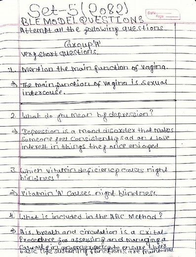 Grade 8 Health Education Set–5 Solution | Class 8 BLE Health Answers 2082