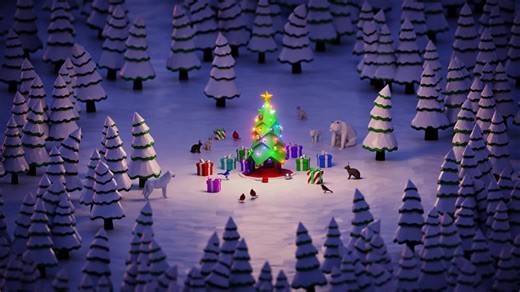 Cozy Christmas Critters (Low Poly Artwork)