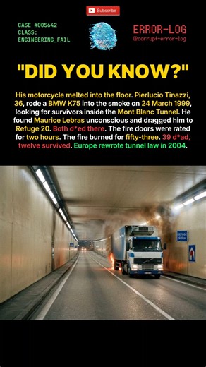 CASE 5642 - Mont Blanc Tunnel (1999) Refuge 20 rated for two hours #shorts #fire #tunnel