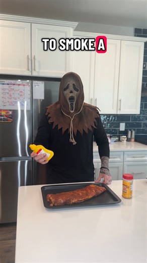 Ummm it seemed fitting for Halloween! But wait I wasn’t talking about ribs! You did not understand the assignment! #halloween #halloweenmask #scarecrowghostmask #ghostmask | Ashley BlondeWife