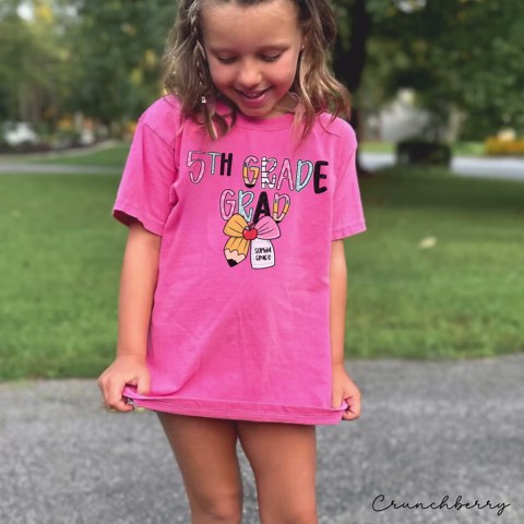 Personalized 5th Grade Graduation Shirt, Custom Name Elementary Grad Tee, Custom Girls Last Day of School T-shirt Pencil Bow - Etsy
