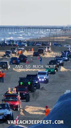 Adventure awaits at the VA Beach Jeep Fest, taking place Nov. 7-9 at the Virginia Beach Oceanfront! 🌊 Join us for epic sand courses, beach cruises, an LED Christmas light parade, vendors, after parties, and so much more. Don't miss out on the wildest ride of the year at the 2025 VA Beach Jeep Fest. Register today at vabeachjeepfest.com! | Virginia Beach Events