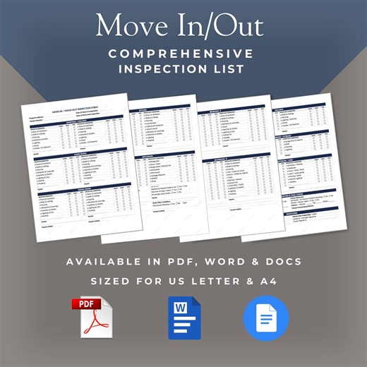 Move in Out Inspection Form | Rental Property Condition Report (PDF, Word Docs) - Etsy