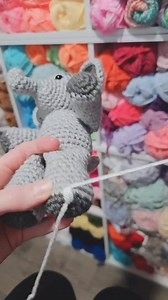 Embroidering nails on Elliot the Elephant! I just love adding this little detail to amigurumi! 🐘 I'm working on another elephant right now in purple that I can't wait to show you! https://www.thenicolechase.com/patterns/elliot-the-elephant #thenicolechase #amigurumi #embroidery #freecrochetpattern #crocheting #crochetallday | Nicole Chase Crochet Patterns